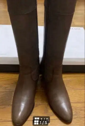 핏핏 브라운 가죽 롱 부츠