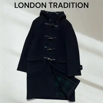 LONDON TRADITION 더플 코트 울 소가죽 38 네이비