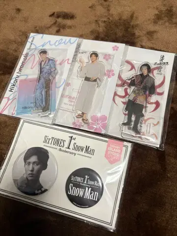 SnowMan 이와모토 히카루 메구로 렌 아크릴 스탠드 캔뱃지 4개 세트