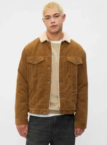 보아 카라 부착 코듀로이 자켓 브라운 xs