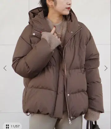 AP STUDIO 후드 다운 자켓 브라운