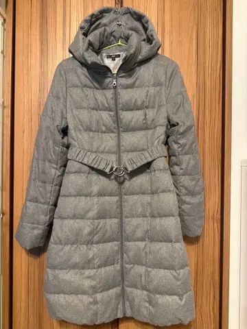 DHC 후드 부착 다운 코트 그레이