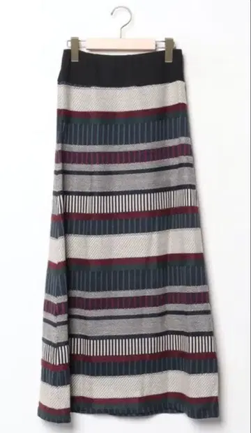 [ antiqua ] 완판템 배색 보더 니트 스커트 그린 허리밴딩