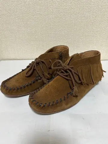 리갈 브라운 스웨이드 프린지 모카신 부츠