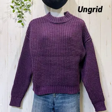 [새상품급] Ungrid 퍼플 와플 편직 니트 스웨터 하이넥 F
