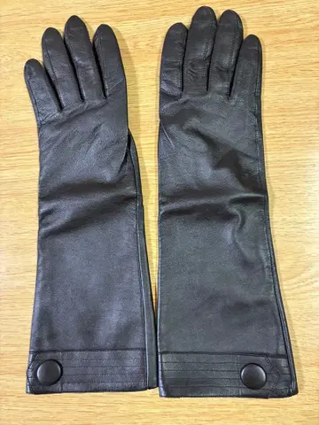 짙은 갈색 가죽 롱그로브 버튼 포함