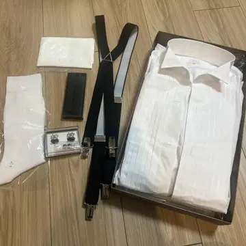 화이트 포멀 셔츠 서스펜더 포함 ( M 사이즈 )