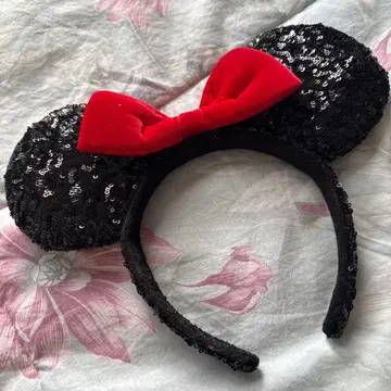 미키풍 머리띠 빨간색 리본 포함