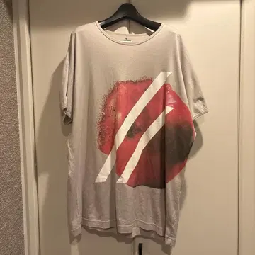 샤리프 오버 사이즈 T셔츠 베이지 그래픽 프린트