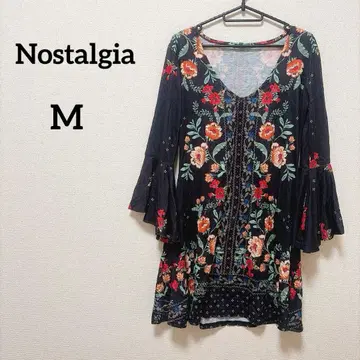 Nostalgia [ M ] 꽃무늬 자수 오부 소매 튜닉