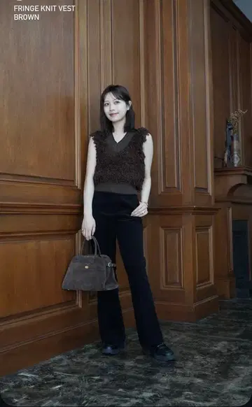 L'AUBE BLANC Fringe Knit Vest ( brown )