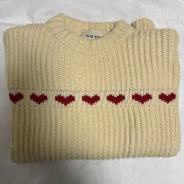 THE TOE 아이보리 하트 무늬 니트 스웨터 THE TOE