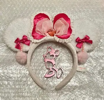 디즈니 미니 귀찌 머리띠 화이트 핑크 프릴 헤이세이