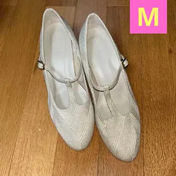 새상품 T스트랩 펌프스 천 일본제 M사이즈 (약 23.5cm) 그레이지