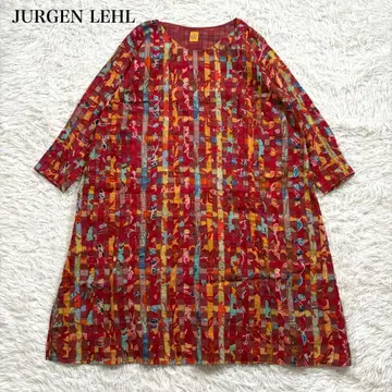 요건 레일 체크 올 패턴 원피스 패치워크 비침 있음 레드 M