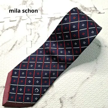 mila schon 네이비 다이아몬드 패턴 SILK100% 넥타이