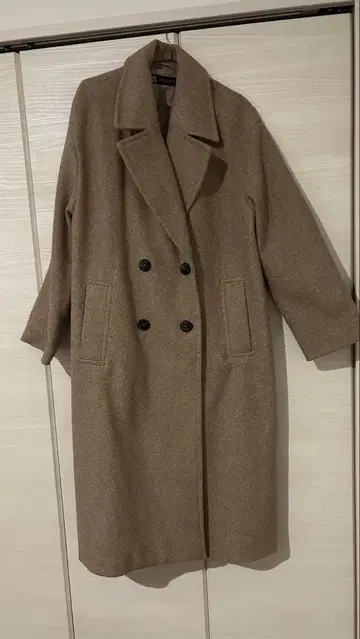 ZARA 베이지 더블 브레스트 롱 코트 M