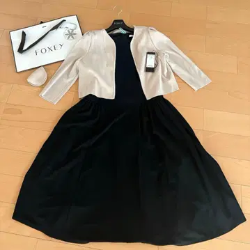 FOXEY 원피스 블랙 볼레로 베이지