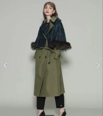 그레이스 콘티넨탈 체크 절개 3WAY 트렌치