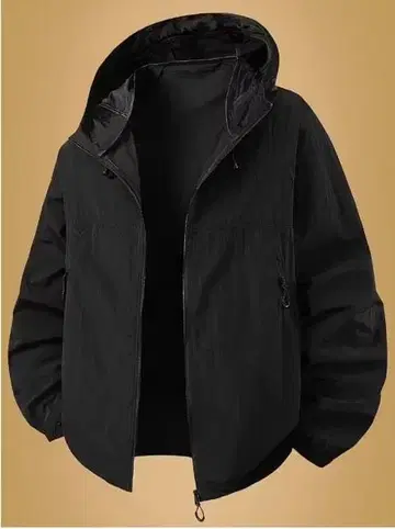 [남성용] 후드 부착 자켓 - 경량 윈드브레이커 프론트 지퍼 2XL