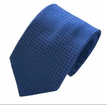다크 블루 체크 무늬 넥타이