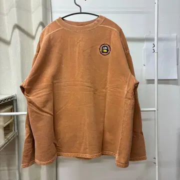 [러시아제] 빈티지 맨투맨 오렌지 컬러 자수 로고 트레이닝복