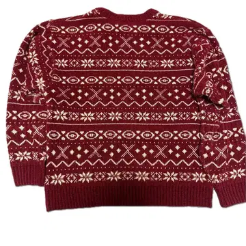 버건디 눈꽃 디자인 니트 빈티지