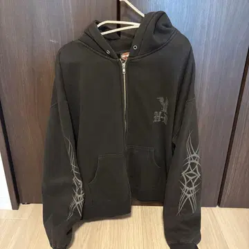 H-D 블랙 후드 부착 후드티