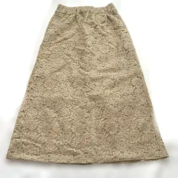 베이지 샤기 레이스 롱 스커트