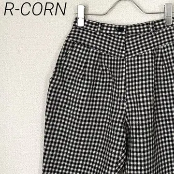 R-CORN 슬랙스 깅엄 체크 모 100% 하이웨스트 안감 부착