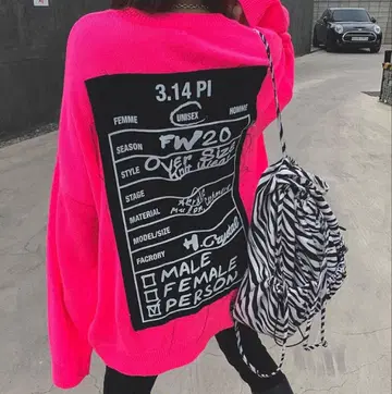 남녀 공용 네온 컬러 니트 핑크