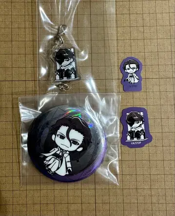 BLEACH 더 캐릭터 아이젠 소스케 4점 세트 미니 참 캔뱃지 외