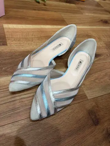 DIANA 실버 플랫슈즈