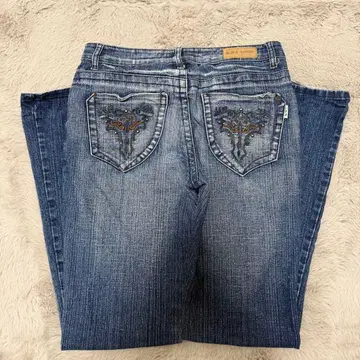 y2k 헤이세이 시크 스타일 크로스 십자가 플레어 데님