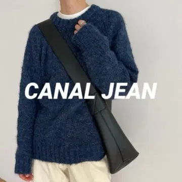 CANAL JEAN 울 혼방 래글런 컴팩트 니트 블루