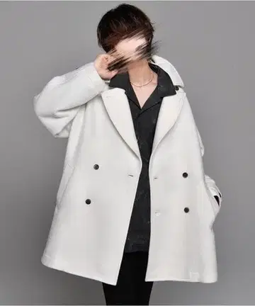 [ 레어 사이즈 ] ADRER 비버 멜톤 오버 P코트 화이트 XS