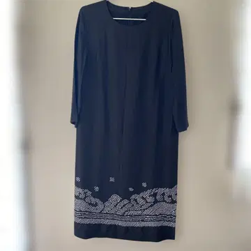 기모노 리메이크 원피스 블랙 베이스에 시보리 패턴 실크