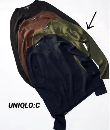 [ 새상품 ] 유니클로C 3D 메리노 블렌드 리브 니트 M 스웨터 올리브