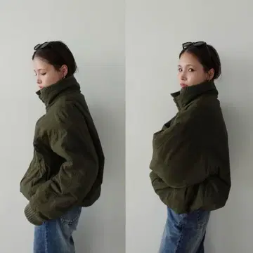 리브 니트 컬러 패딩 자켓 callautia