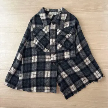 vlas Blomme 체크 무늬 울 린넨 판초 케이프