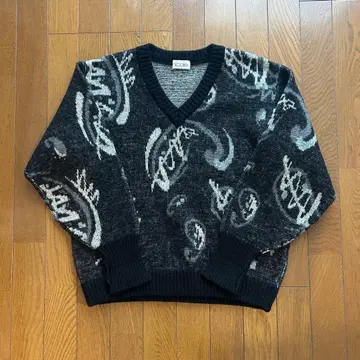 V넥 니트 패턴 루즈핏 90년대 구제 의류 니콜