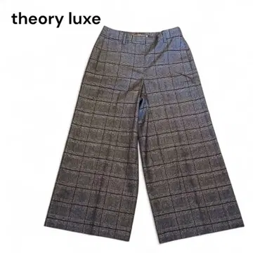 띠어리 럭스 체크 와이드 팬츠 그레이