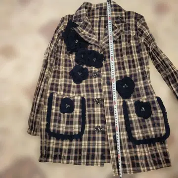 노코오노 체크 무늬 플라워 장식