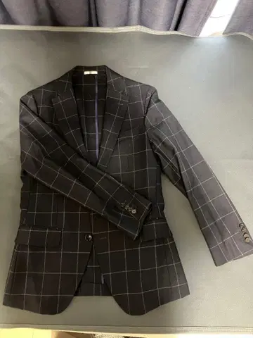 SUIT SELECT 네이비 윈도우페인 패턴 테일러드 자켓