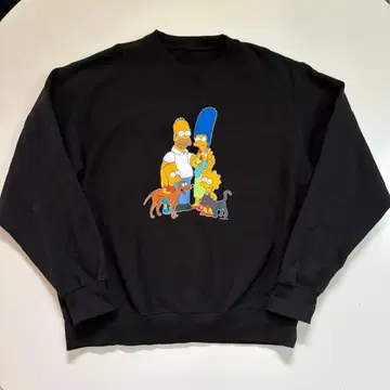 심슨 프린트 블랙 맨투맨 L