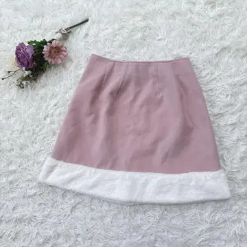 앙크루즈 퍼 미니 스커트 뒷면 밴딩 금색 지퍼 핑크 M