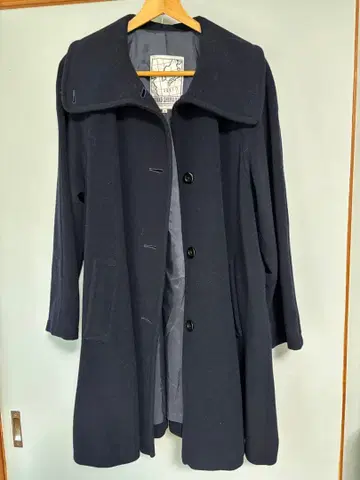 네이비 롱 코트 울 92%