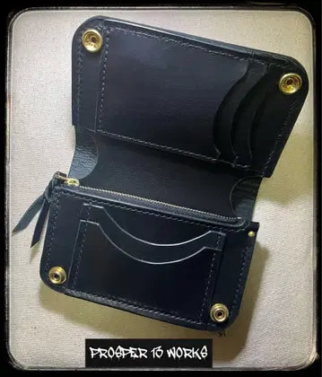 미들 트래커 지갑 히메지 가죽 탄닌 무두질