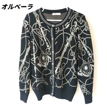 올베라 / 올 패턴 가디건 / 골드 버튼 / 블랙 계열 / L 사이즈