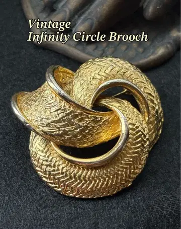 빈티지 골드톤 인피니티 서클 브로치